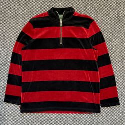 LAUREN BY RALPH LAUREN VELOUR QUARTER ZIP SWEATER
