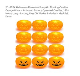Brand new 2” x12PK Halloween Flameless Pumpkin Floating Candles