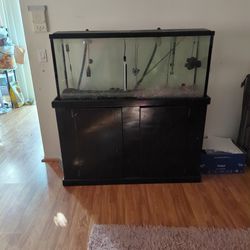 55 gallon Fish Tank with Wood Stand and Accessories 