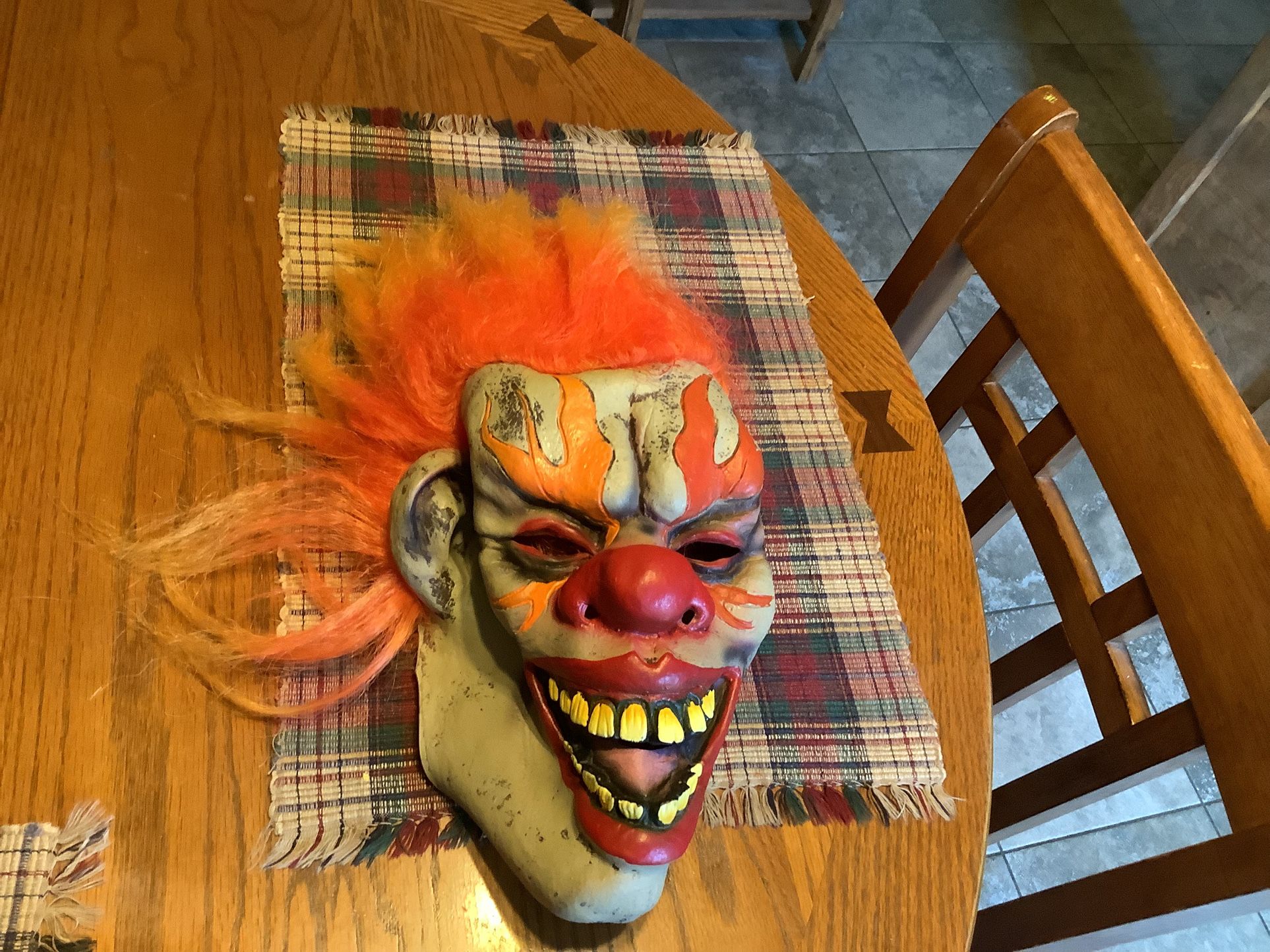 Spirit Halloween Adult/teen Scary Clown Mask Full Head, Easy Sight and Easy On And Of. Large Ears And Lots Of Orange Hair