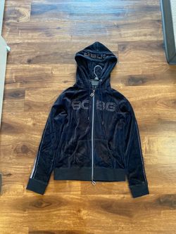 BCBG Black Velour Zip-Up Hoodie