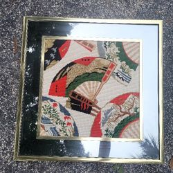 Vintage Carpet Pic w/mirror frame