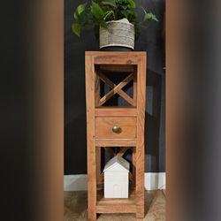 Solid Wood Rustic Accent Stand / End Table - Like New