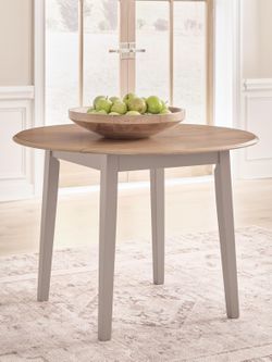 Harperfeld Natural/Gray Round Drop Leaf Table