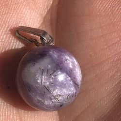 Silver 925 Charoite Gemstone Pearl Pendant Purple With Black Tourmaline Beautiful 