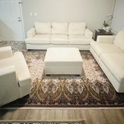 4-Piece Beige Sofa Set – Excellent Condition – Must Go!