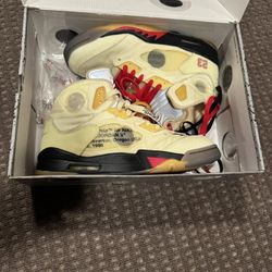 Off White Sail Jordan 5’s