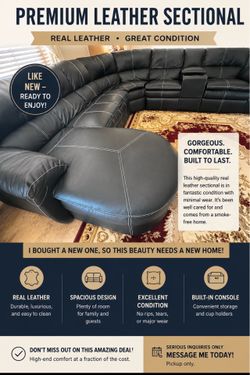 REAL LEATHER SECTIONAL – GREAT DEAL!