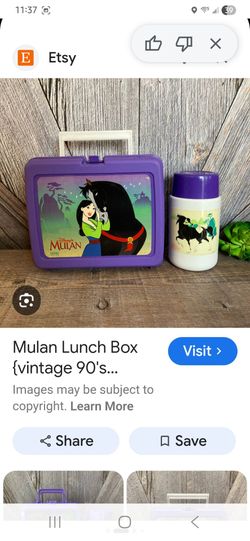 Collectable VTG 1990  Mulan Lunch Box with Thermos
