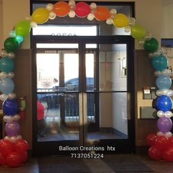 Rainbow balloon arch