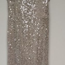 Long Rose Gold Evening Gown, Size Large