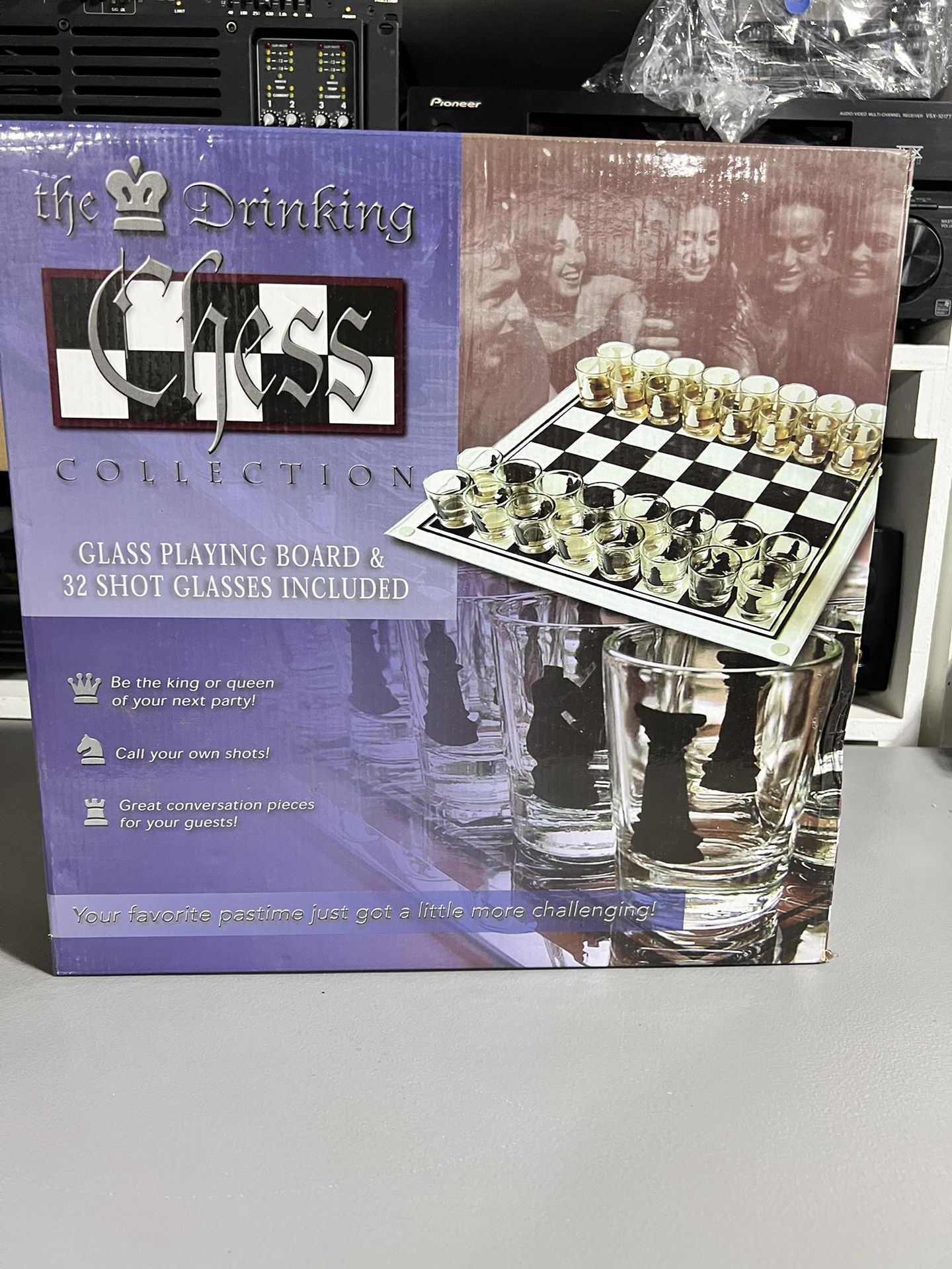 The Drinking Chess Collection ( Glass playing Board & 32 shot Glasses)