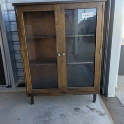 Vintage Glass Door Bookcase Or Display Cabinet 