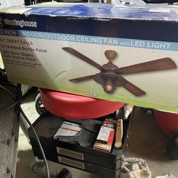 Indoor/Outdoor Ceiling Fan With LED Light