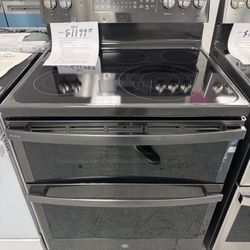 GE PROFILE 30” 5 Burner Double Oven Electric Range With Air Fly