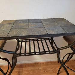 Tile Top Table With 2 Swivel Stools