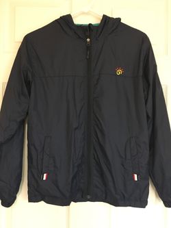 Jingle Bongala Hooded Jacket Coat 140 Sz 10 Navy Full Zip Kids Windbreaker