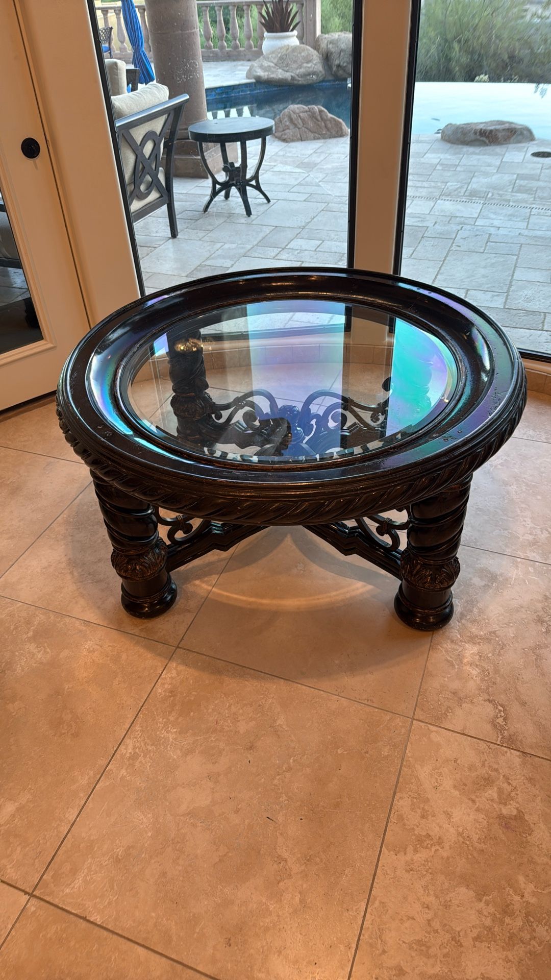 Wood and Glass Coffee Table