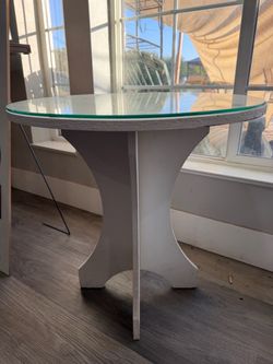 Round Side Table with Glass Top