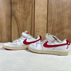 Nike All Day Play Low Top Sneakers Hook And Loop Strap White Red size 2Y