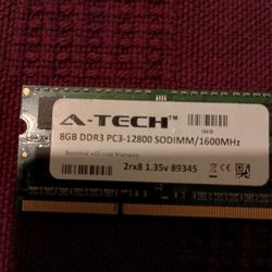 A-Tech Memory Stick 8GB DDR3 PC3-12800 SODIMM
