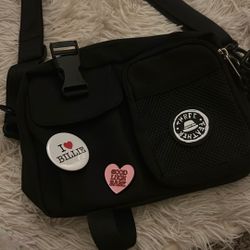 Small Black Shoulder Bag (2 Free Pins Included)