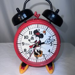 Rare Vintage Disney Quartz Minnie Mouse Alarm Clock With Feet