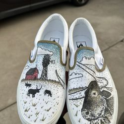 Custom Hand Drawn Vans Size 8