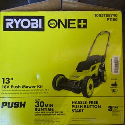 RYOBI ONE+ 18V 13 in. Cordless Battery Walk Behind Push Lawn Mower with 4.0 Ah Battery and Charger