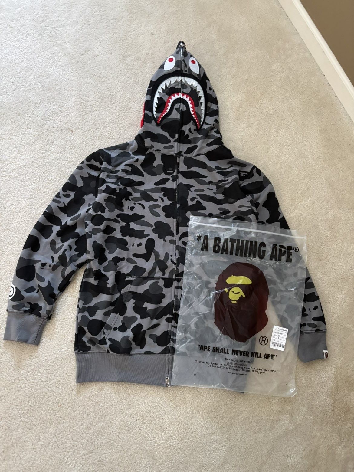 bape hoodie grey 