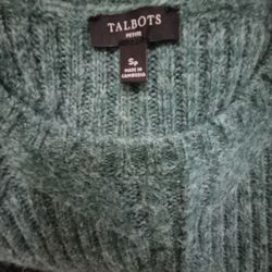 Talbot's Wool Blend Green Sweater, Size Small (Petite)