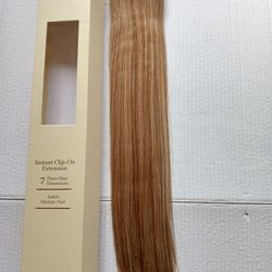 New 20" Clip-on FULL Human Hair Extensions Get length & Fullness #14/24 Blonde Highlights