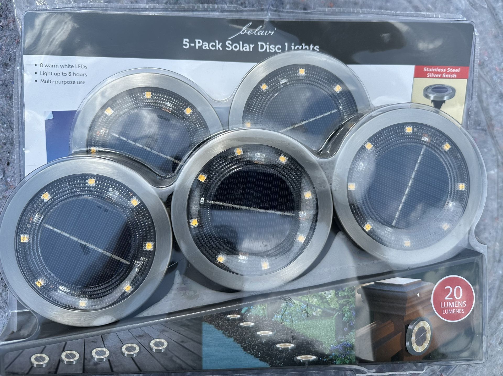 NEW - Belavi 5-Pack Solar Disc Lights