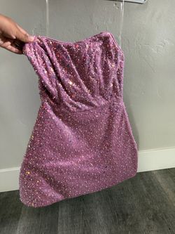 Fashion Nova Pink Sequin Strapless Mini Dress