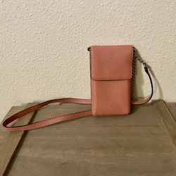 Kate Spade NY North South Salmon Pink Leather Smartphone CrossBody Bag 