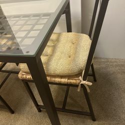 Small Metal Glass Dining Room Table & 2 Chairs