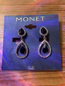 Monet Dangle Tear Drop Clip On Earrings 