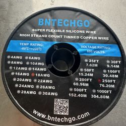BNTECHGO 16 Gauge Silicone Wire Spool 250 ft Orange Flexible 18 AWG Stranded Tinned Copper Wire