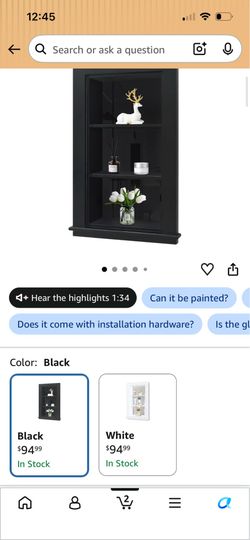Black recessed shelf medicine cabinet