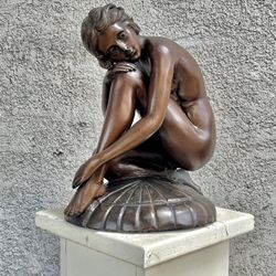 Vintage Bronze Statue Sculpture 15”x 12.5” 