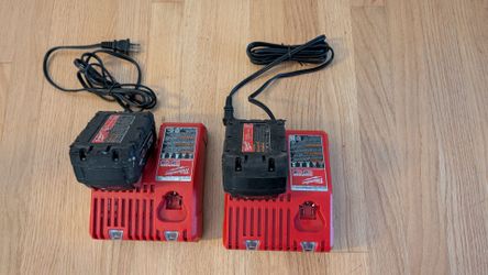 Milwaukee M12/M18 Battery Chargers with Batteries (x2)