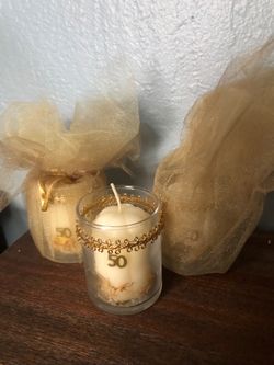 “50” candles in decorative wrap, set of 3