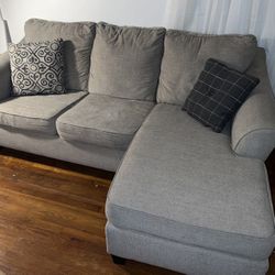 Beige Couch With Convertible Chaise 