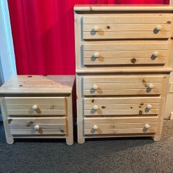 Wooden Matching Dresser And Nightstand 