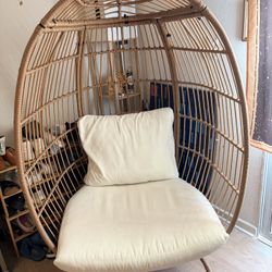 Tan Wicker Egg Chair