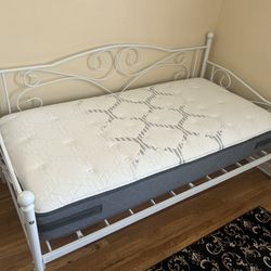 White Twin Size Metal Daybed With Sealy Mattress