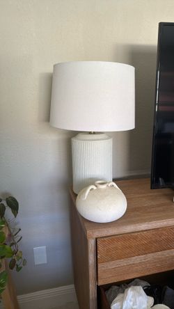 Lamp And Rustic Ceramic Vase