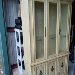 ANTIQUE WOOD CHINA CABINET $300