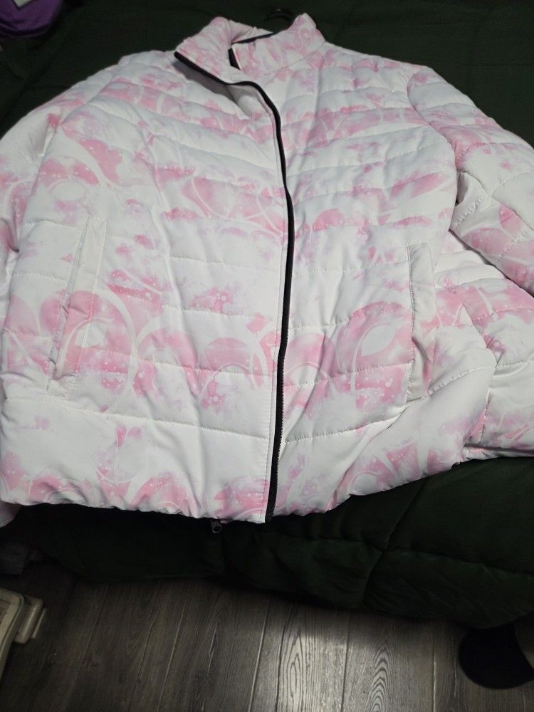 Pink And White Puffer Jacket
