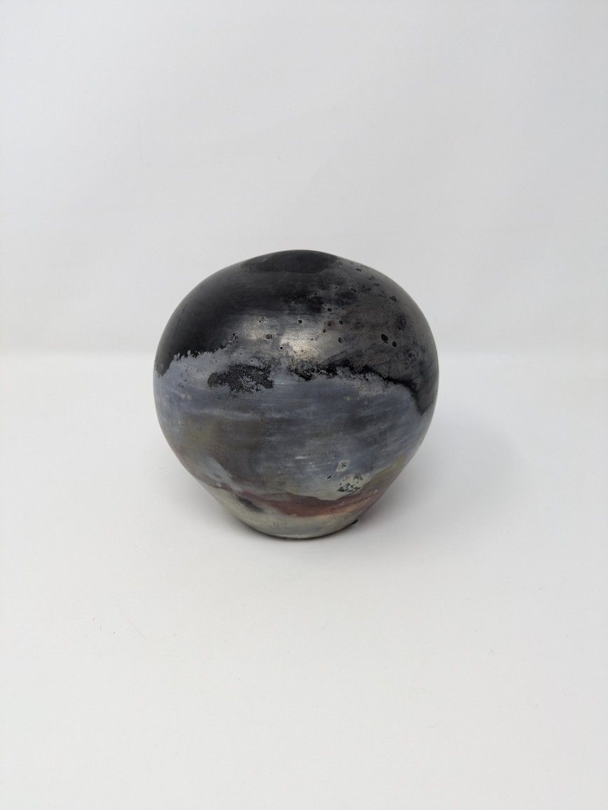 Vintage Signed Studio Art Pit Fired Orb